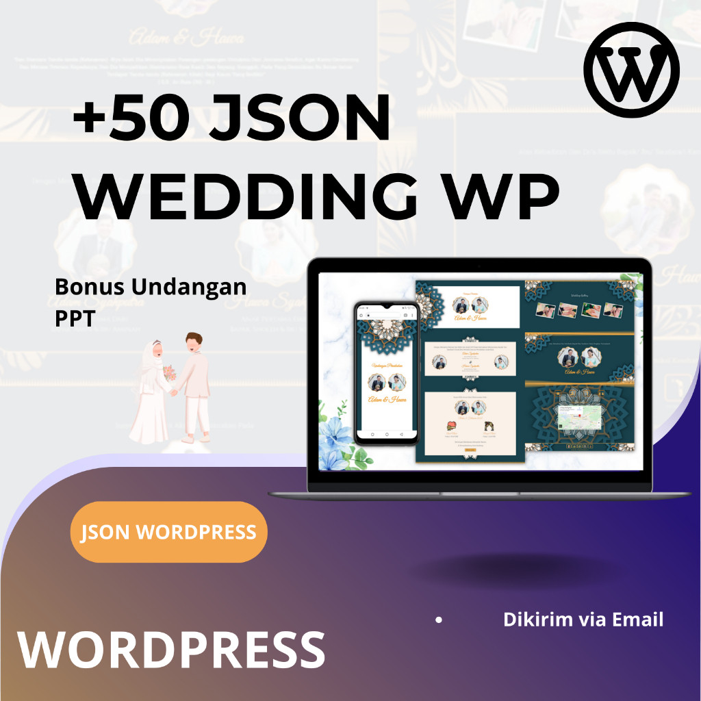 50 Template Website Undangan Pernikahan (JSON) Bonus PPT Undangan
