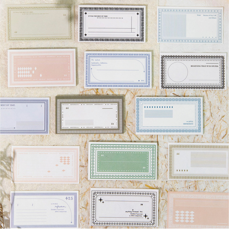 

Yoofun 30pcs/lot Vintage Memo Pad with Frame Simple Scrapbooking Decoration Material Paper School Office Supplies Notes Pad