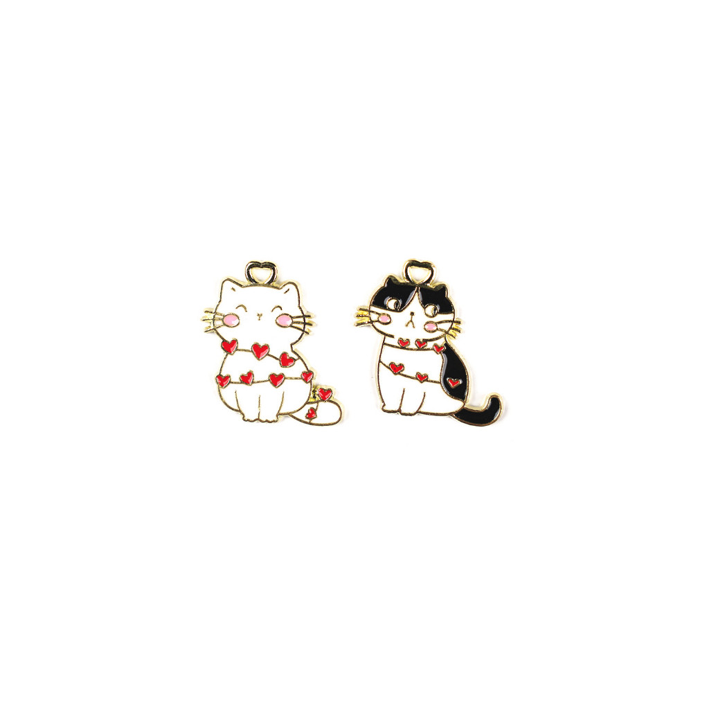 Biizu Beads 1 pcs Charm Enamel Epoxy CAT HEARTS