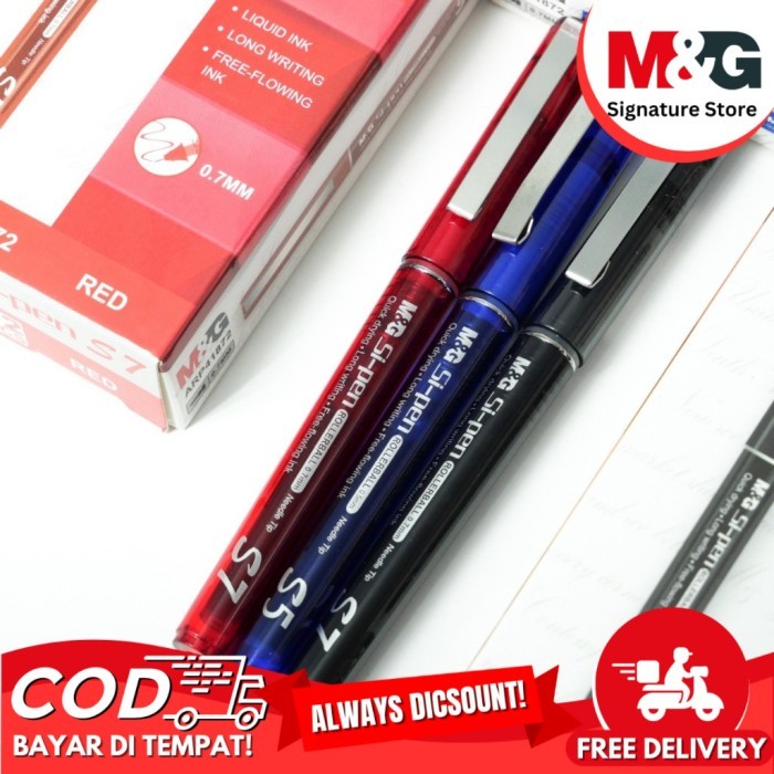 

Roller Ball Pen M&G ARP41872 Si-Pen Tip 0.7mm & 0.5mm Tinta Warna Hitam Biru Merah - SATUAN - BIRU