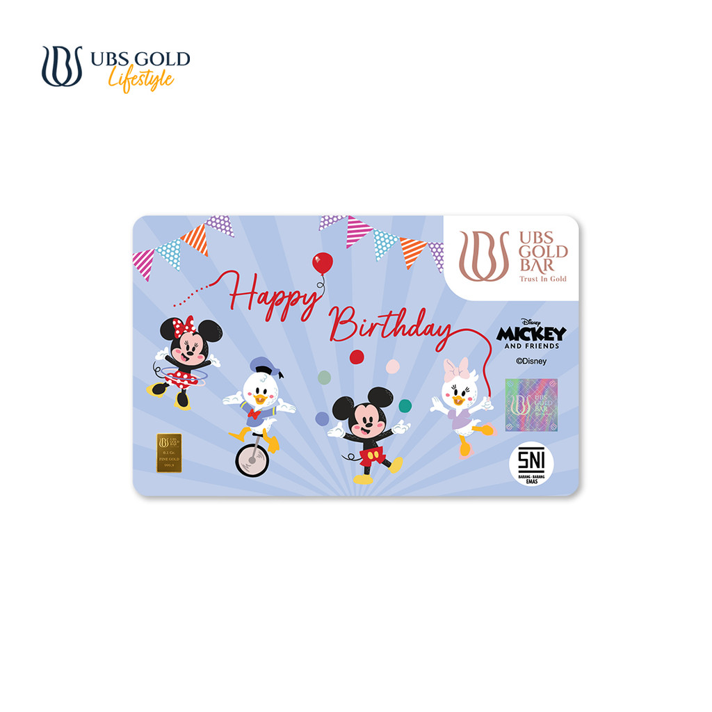 UBS Gold Logam Mulia Disney Mickey Minnie Mouse Happy Birthday (b) 0.1