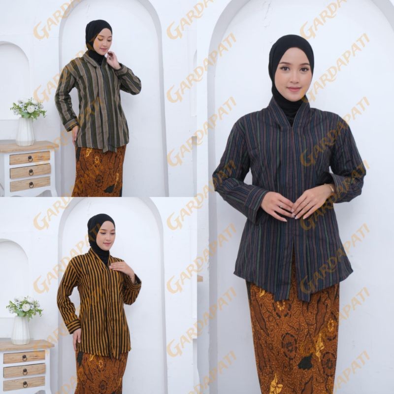 LURIK JAWA Kebaya Jawa Setelan Kartini Lurik / Kutubaru Motif Lurik Premium Wanita Dewasa