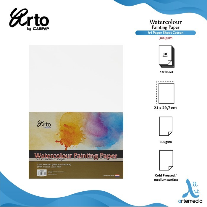 

Arto A4 Watercolour Paper Sheets - CELLULOSE 200g