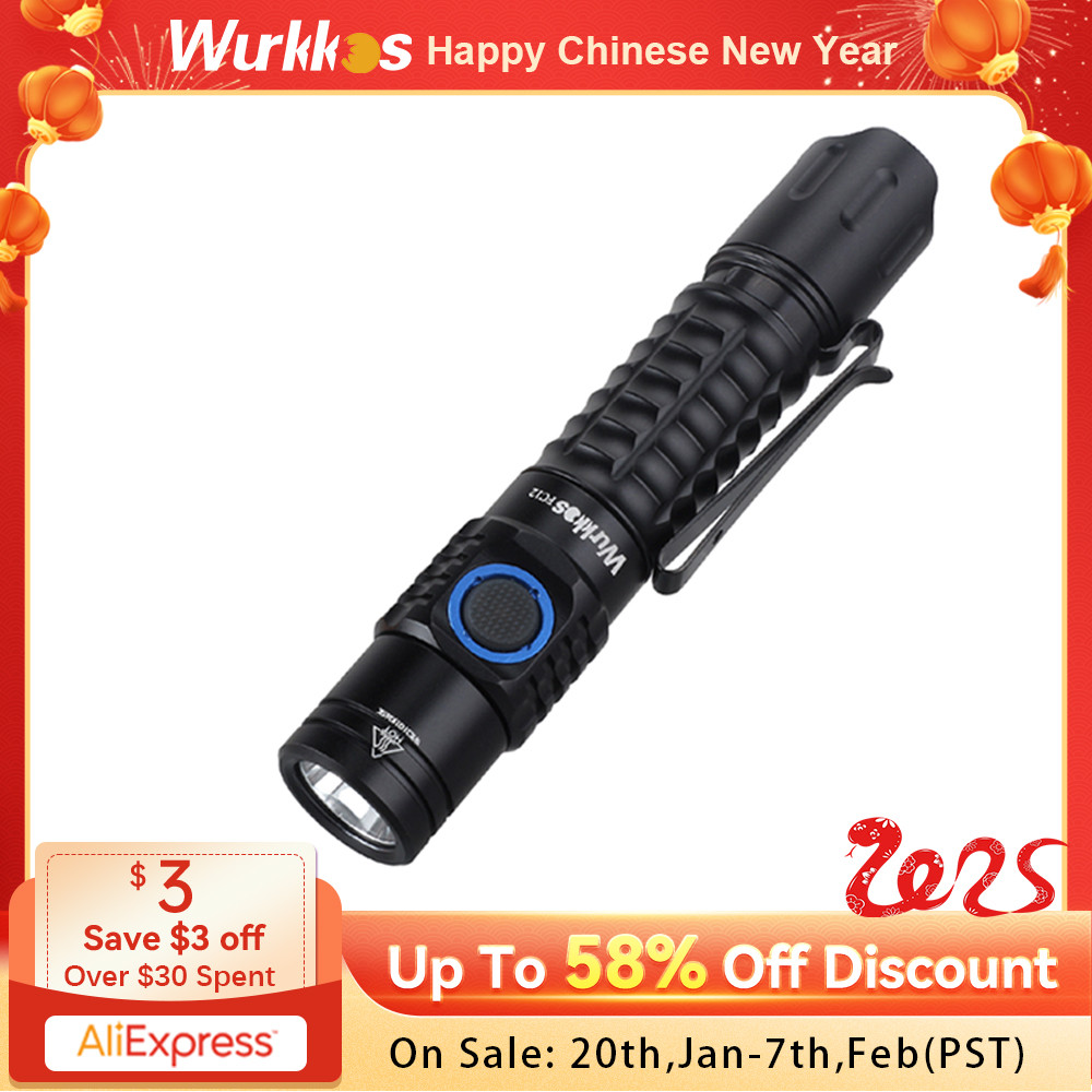 Wurkkos FC12 Rechargeable Torches Tactical Flashlights LED 18650 SFT40 2000lm ATR Power Indicator US