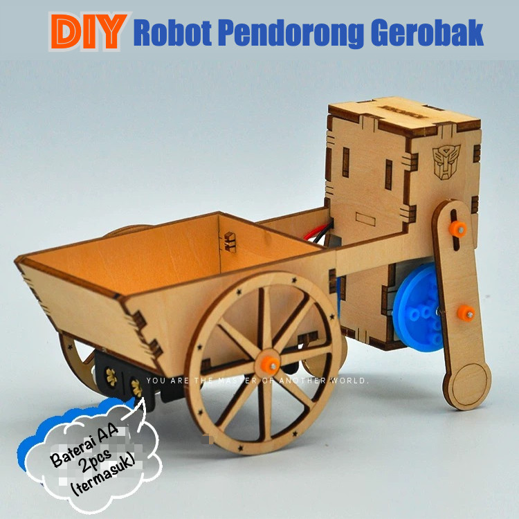 DIY Mainan Edukasi Kayu Ringan - Robot Dorong Gerobak
