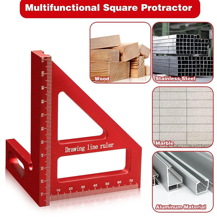 

Penggaris Siku Segitiga Siku Aluminium Multi-Angle Woodworking Ruler