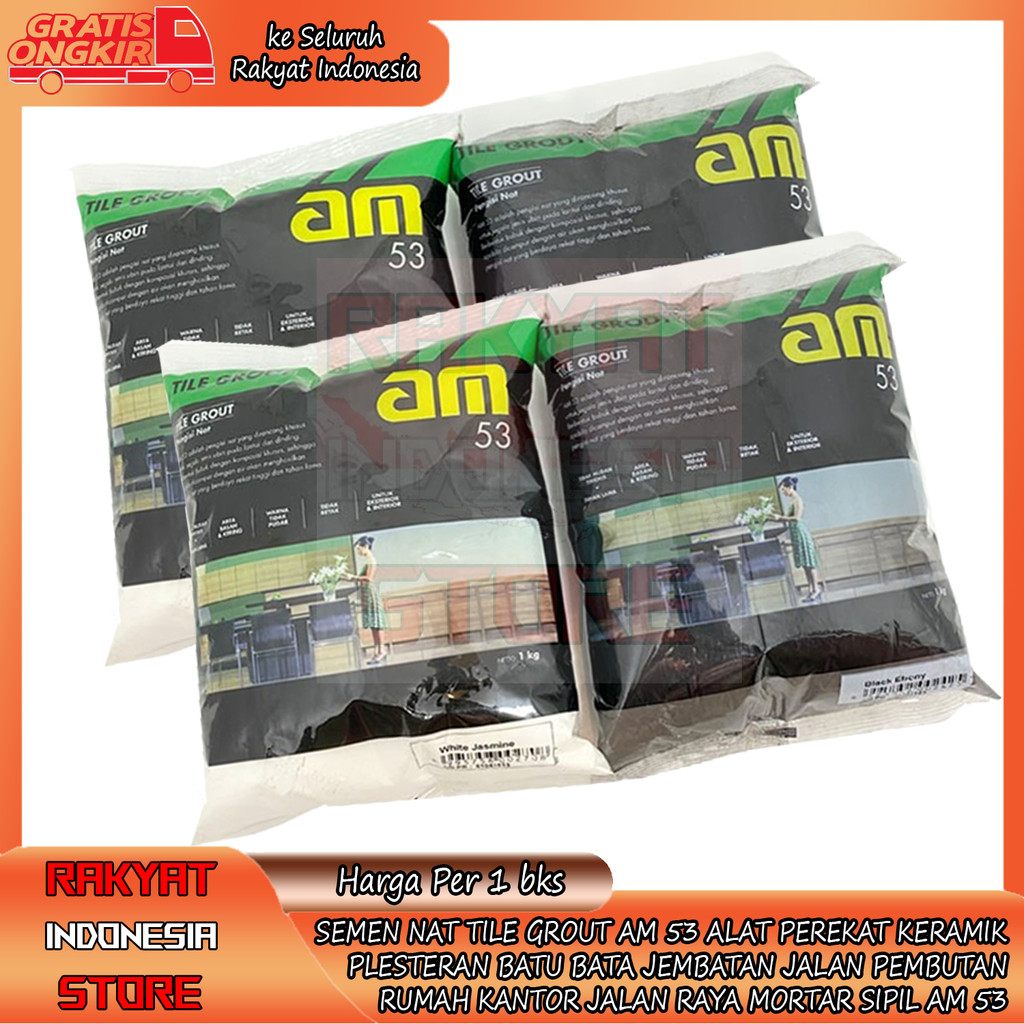 Am 53 Tile Grout 1kg Bubuk Halus Semen Warna Perekat Granit Granite Plesteran Plester Plaster Kerami