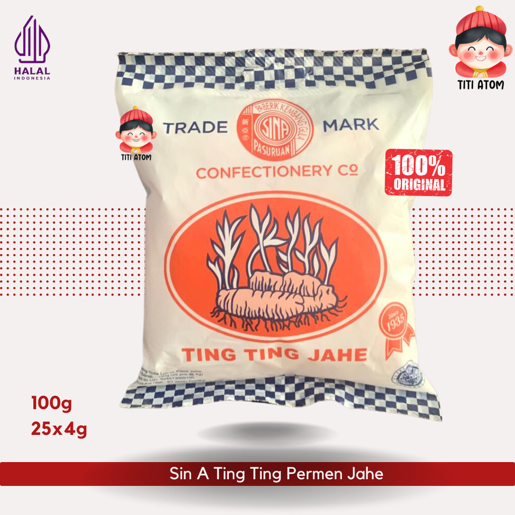 

Sin A Permen Ting Ting Jahe 100g 25x4g (1 Pack isi 25pcs)