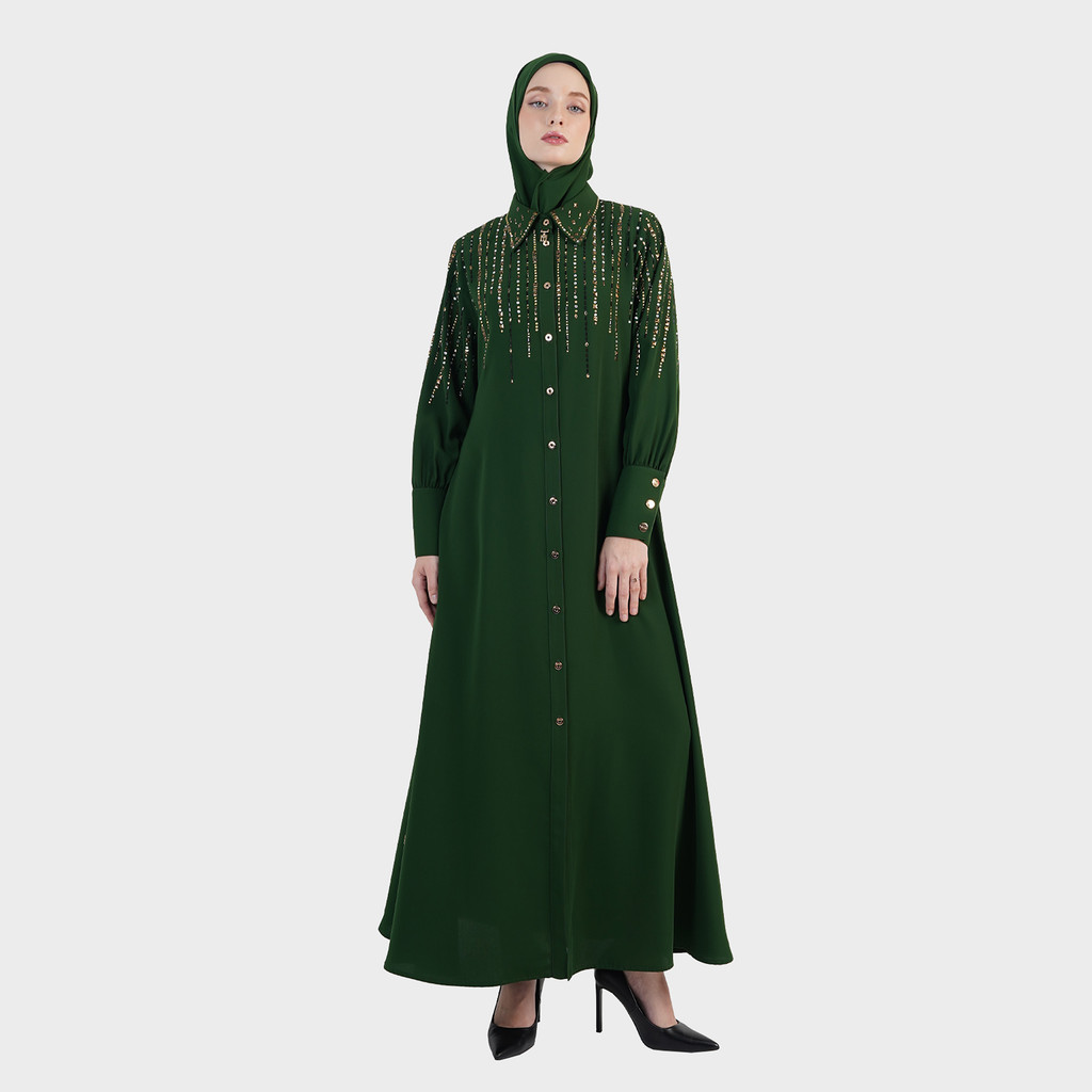 HIKMAT D3014 - Gamis Dress Muslimah Rainforest Glint