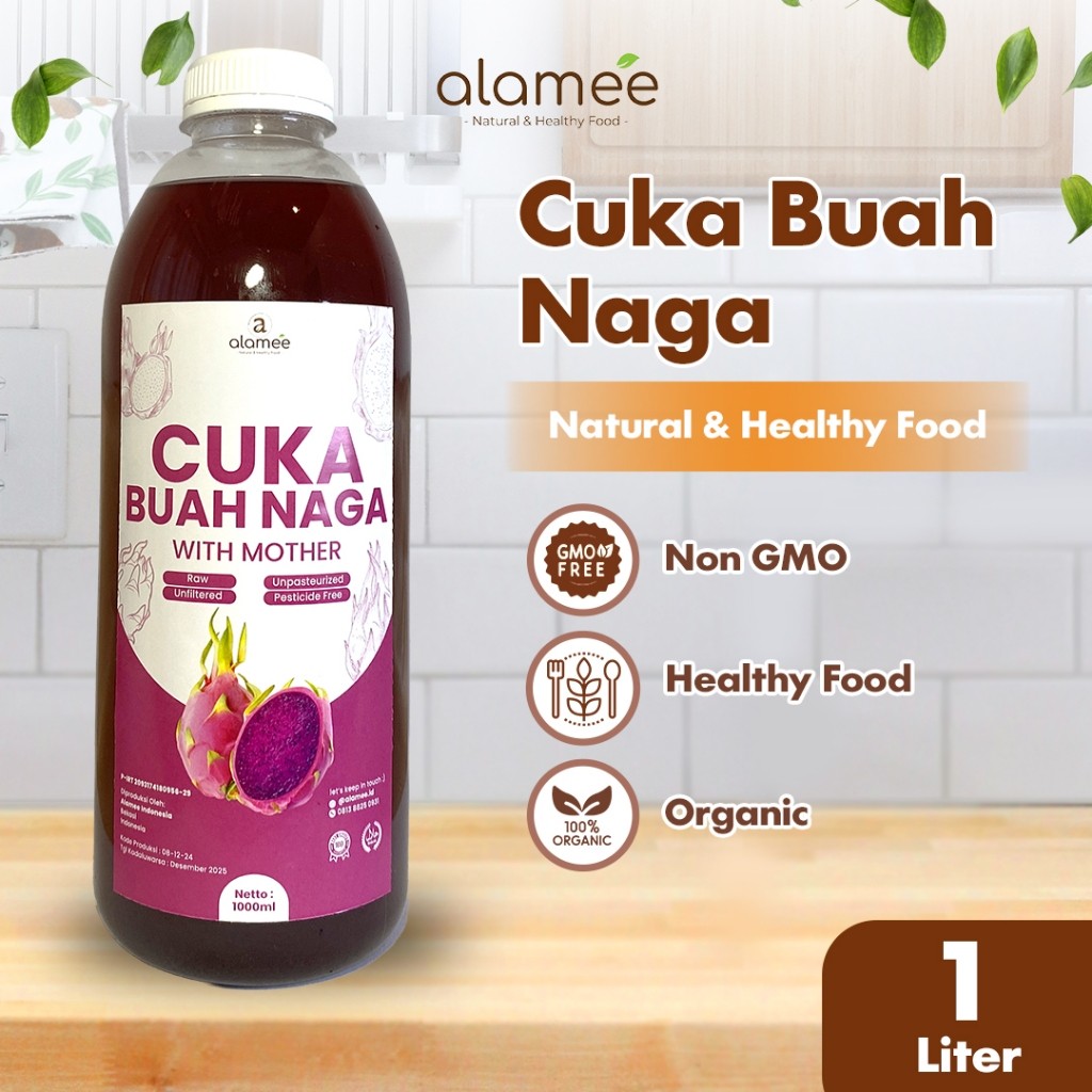 

ALAMEE Cuka Kurma With Mother Original Dates Cider Vinegar Fermentasi Probiotik Herbal 1 Liter organikya