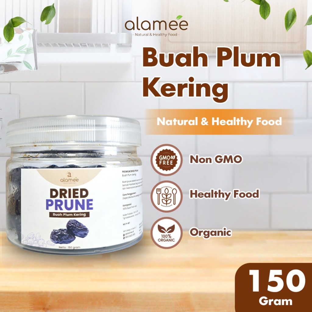 

ALAMEE Dried Prune Cemilan Buah Kering Sehat Buah Plum Kering Rendah Kalori Tanpa Biji PREMIUM 150gr