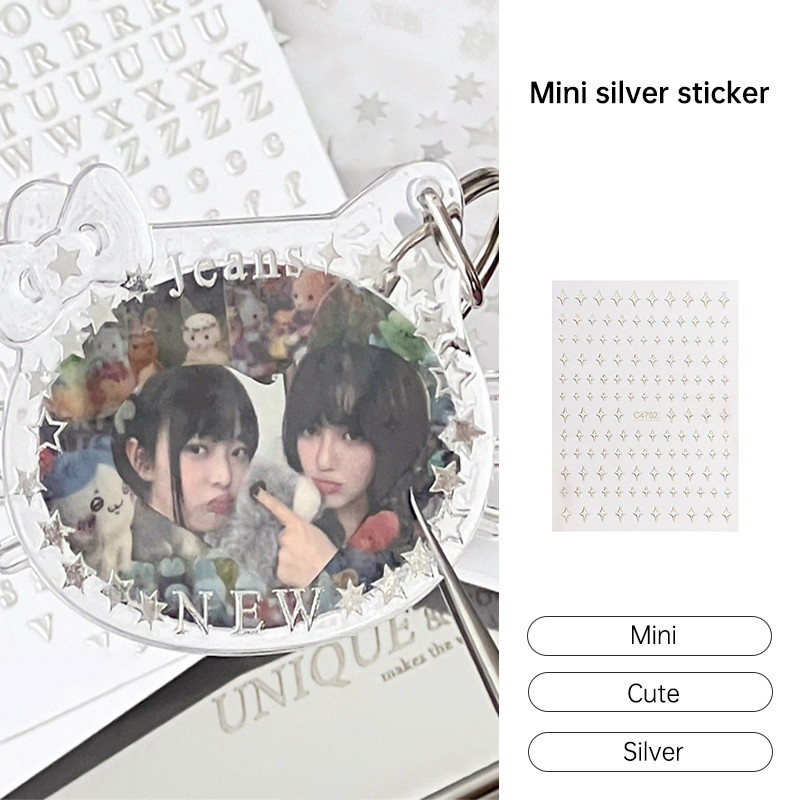 

Gantungan Kunci DIY Stiker Gaya Ins Mini Perak Stiker Dekoratif Bahan Scrapbook Stiker Claire home