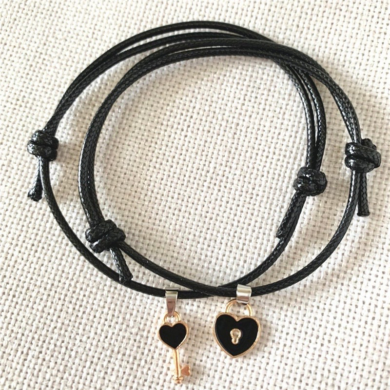(2PCS) Gelang Kunci Love Couple / Gelang Couple Liontin Gembok Love Kunci Tali Korea / Gelang Couple