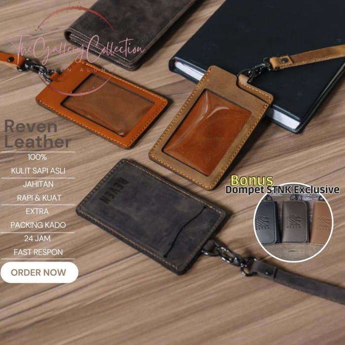 

ID Card Arca Lanyard Pull Up Crazy Horse Pria Wanita 100% Kulit Sapi