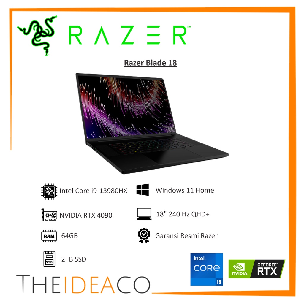 Razer Blade 18 i9-13980HX 64GB 2TB SSD RTX 4090 18" QHD+ 240 Hz Win11H