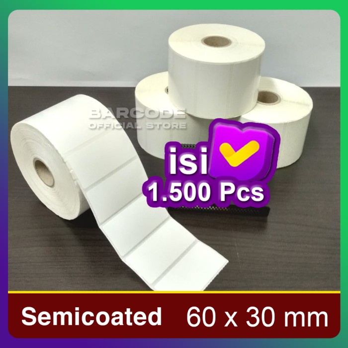 

LABEL BARE 60 X 30 1 LINE KERTAS STICKER LABEL SEMICOATED 60x30