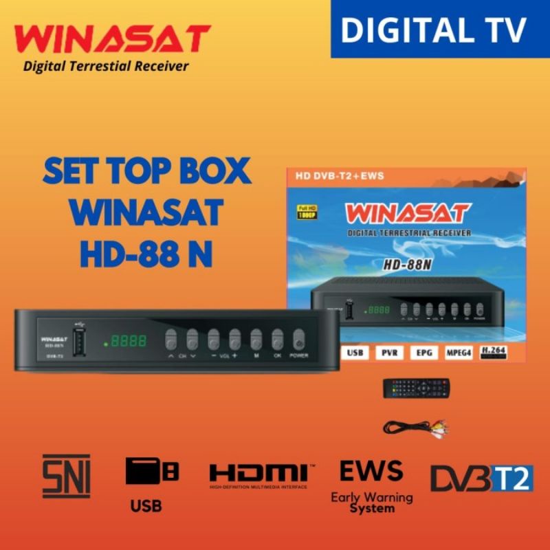 STB / SET TOP BOX  WINASAT DVB T2  HD-88N HD DVB-T2 + EWS /DIGITAL TERRESTRIAL RECEIVER FULL 1080P  