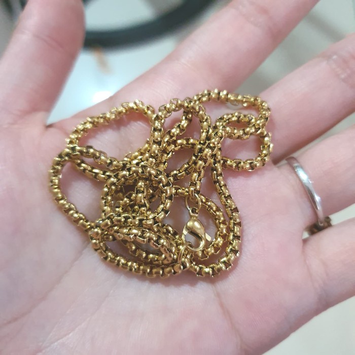 Rantai Stainless Titanium untuk Aksesoris Kalung MCI - Bulat Emas