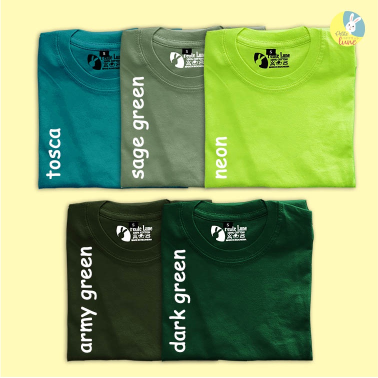 Kaos Atasan LENGAN PENDEK PREMIUM BAGUS Baju Anak Oblong Katun Polos Tosca Hijau Tua Hijau Muda Boto