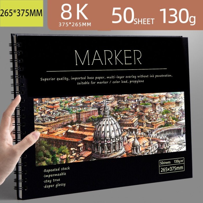

[Terbaru] Marker Pad 50 Sheets 130g Professional No Penetration Paper Sketchbook - 8K