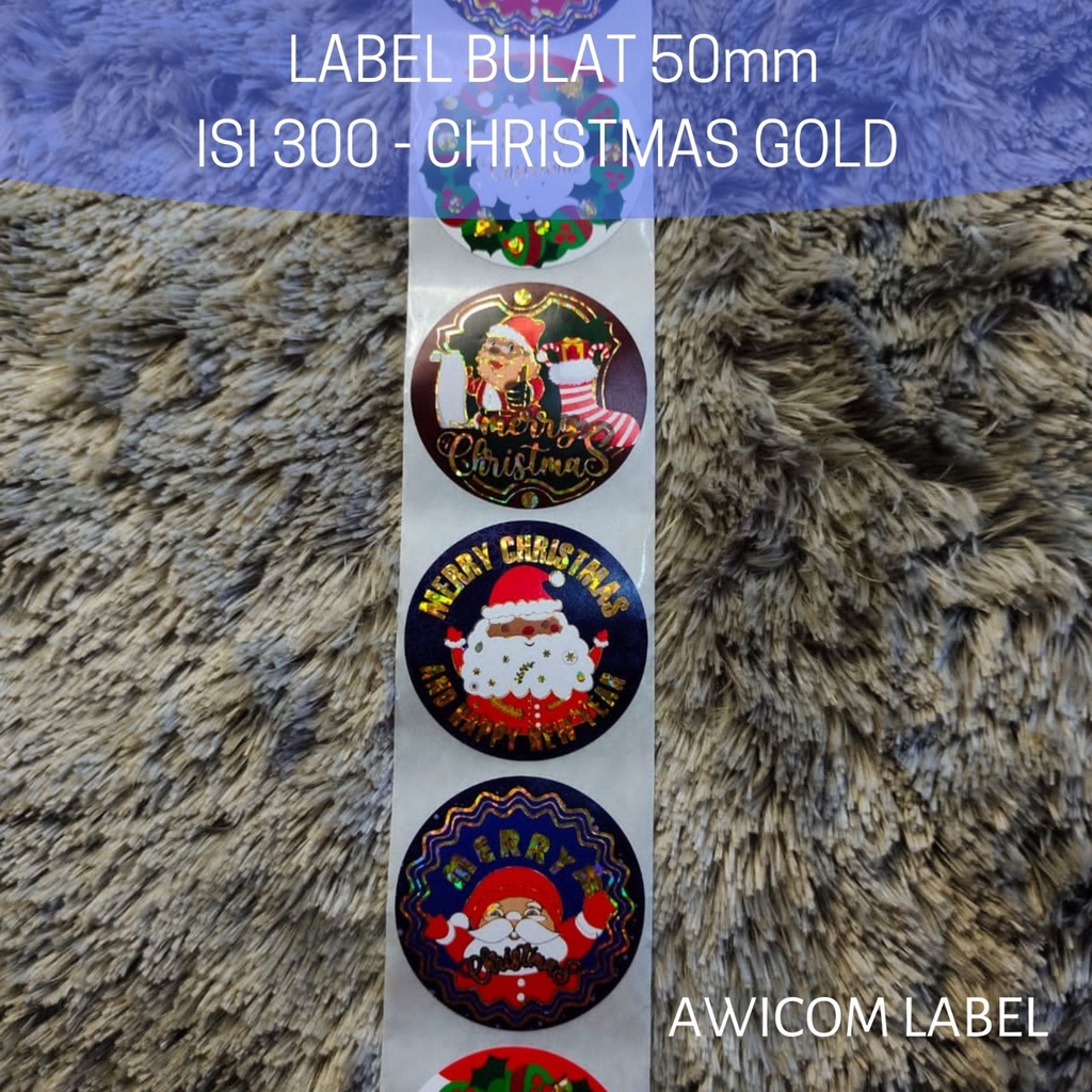

Stiker Kemasan Toples Botol Christmas Natal Gold 5cm isi 300