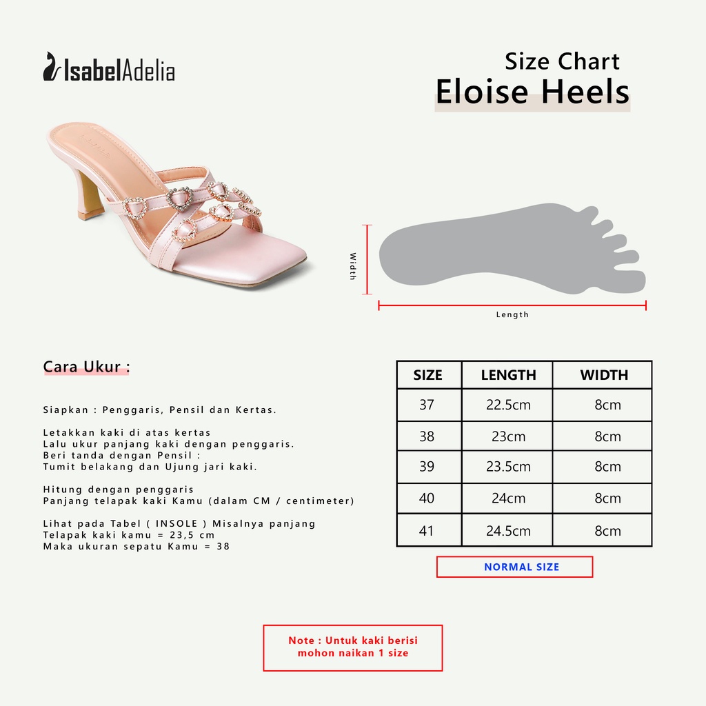 Isabel Adelia ELOISE Block Heels Tali Wanita Hitam Gold Pink