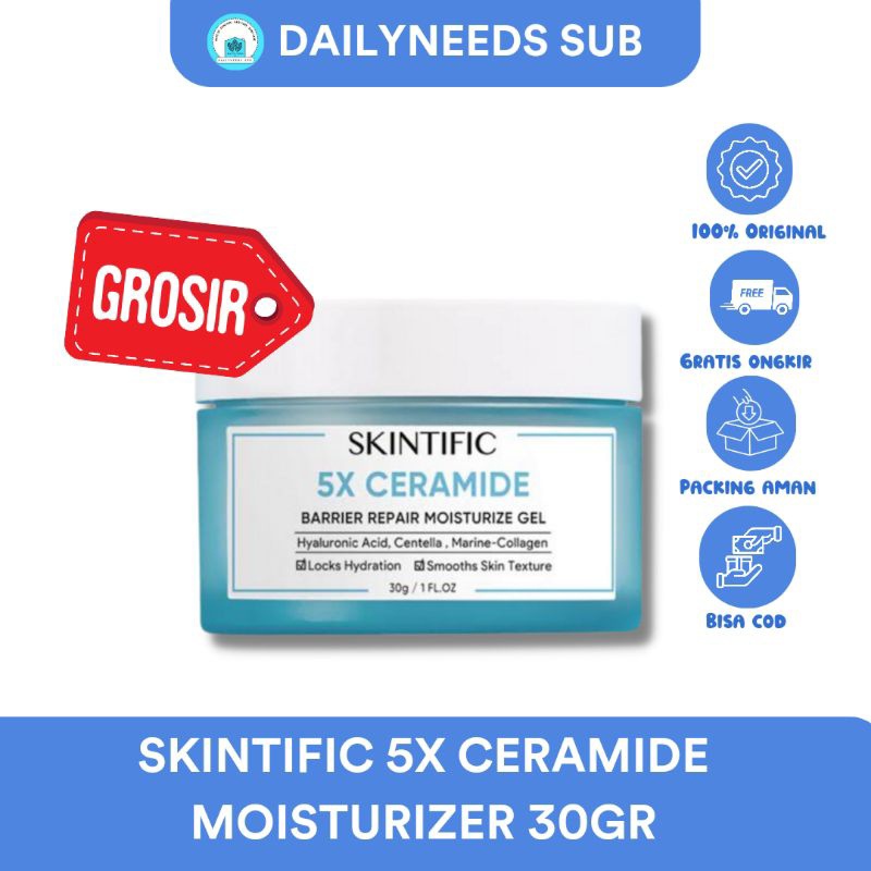 (24 pcs) SKINTIFIC MOISTURIZER 5X CERAMIDE KRIM GEL SEMUA JENIS KULIT 30 GR