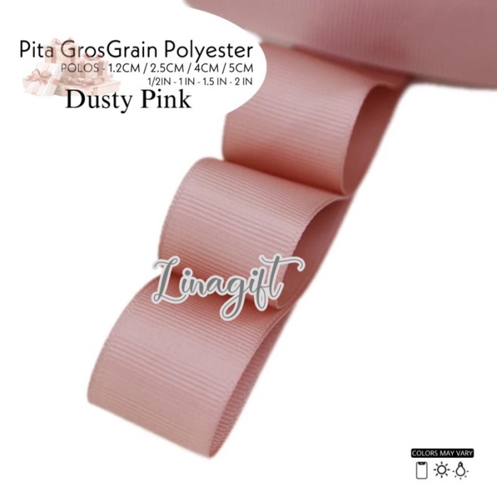 

PITA GROSSGRAIN POLOS/ GROSGRAIN/ KADO/ KAIN 2 INCH/ 5 CM ROL 20 YARD - Dusty pink ORI