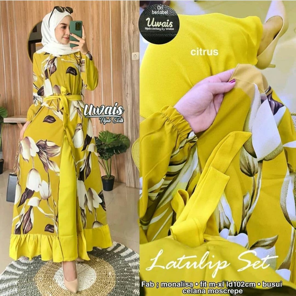 Latulip Set I Promo Baju Gamis Maxy Lebaran Terbaru Kondangan Terlaris Kekinian Gaun Pesta Baju Dres