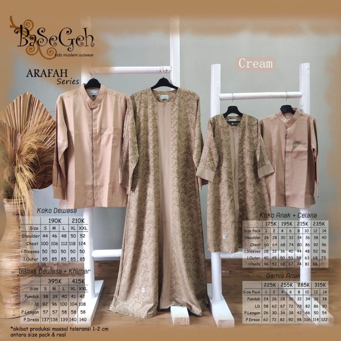 AR 03 Baju Muslim Gamis Anak set Cadar Yaman Basegeh Gold - SIZE 14