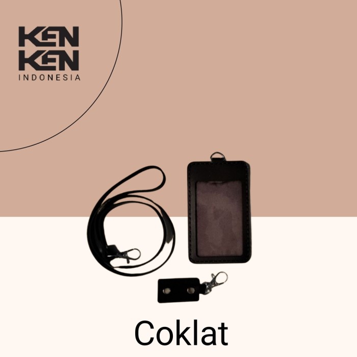 

JJN-867 ID card holder kulit nametag kulit asli - Cokelat Polos