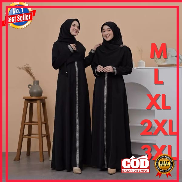 Abaya Hitam Polos Jetblack Turkey Modern Baju Gamis Hitam Polos Wanita Remaja Size M L XL 2XL 3XL Ba
