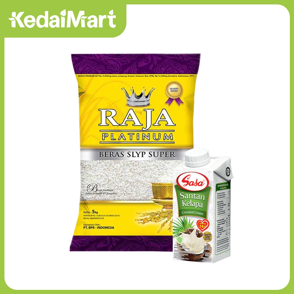 

KM Paket Beras Raja Platinum 5 Kg + Santan Kelapa Sasa 200 Ml