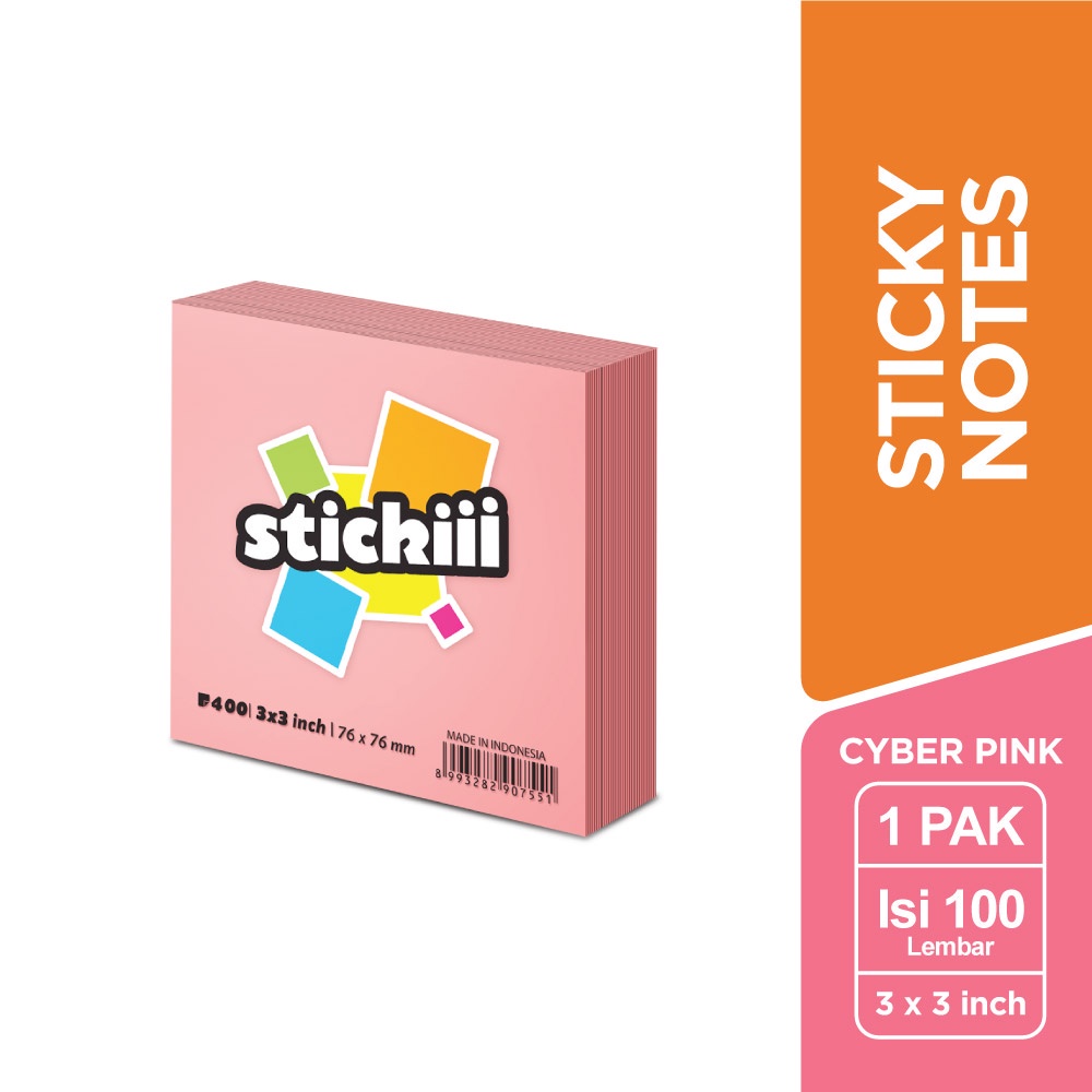 

[BMS Bekasi] Stickiii Sticky Notes Cyber Pink Ukuran 3x3 inch