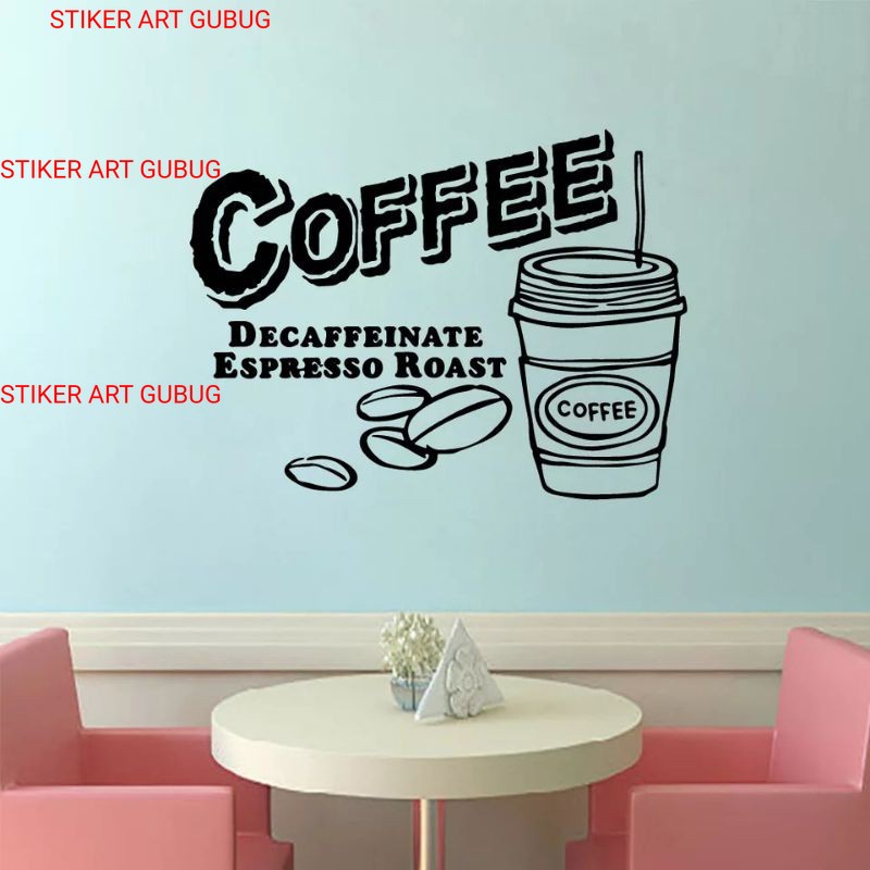 WALL CUTTING STICKER STIKER DINDING KACA KAMAR TIDUR ANAK CUSTOM WALLPAPER 3D MURAH KOPI CAFE 02