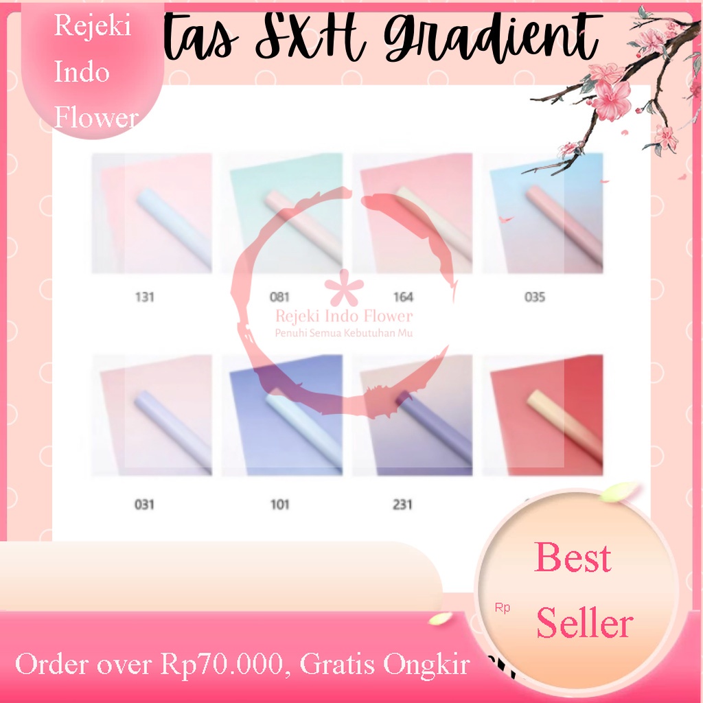 

5 LEMBAR REZEKI FLOWER WRAPPING PAPER GRADIENT COLOR LIST CELLOPHANE KERTAS BUKET MOTI
