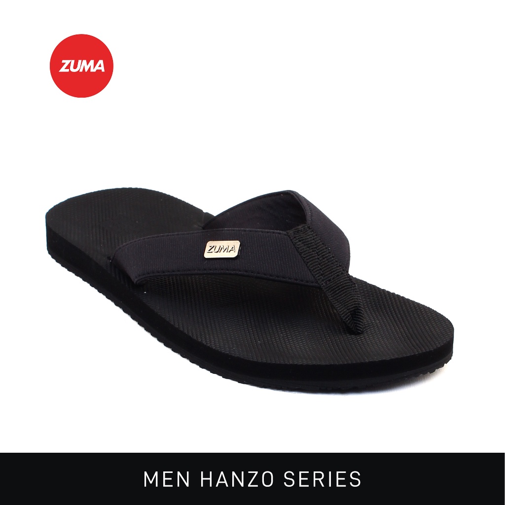 Zuma Men Hanzo 1 Black, Sandal Jepit Pria Karet Polos, Hitam