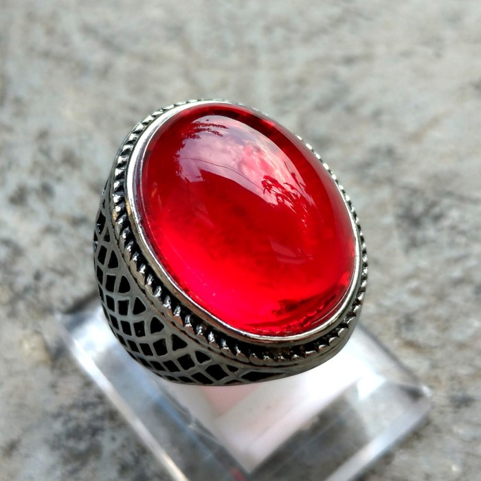 Cincin Silver Batu Merah Delima Crystal Natural