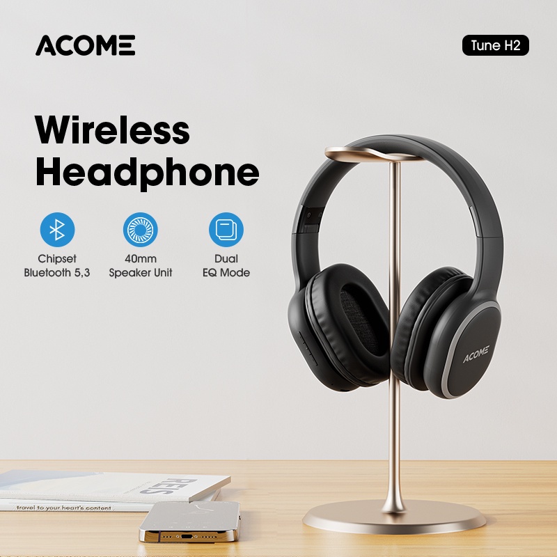 ACOME H2 Over-ear Bluetooth Headphone Wireless Dual EQ Mode BT 5.3 - Garansi Resmi 1 Tahun