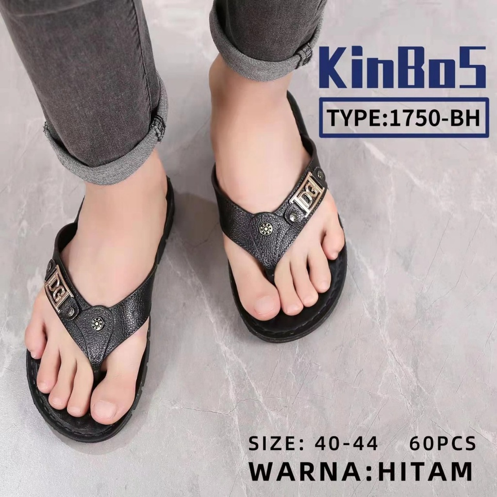 SANDAL KINBOS BLACK COWOK DEWASA JEPIT