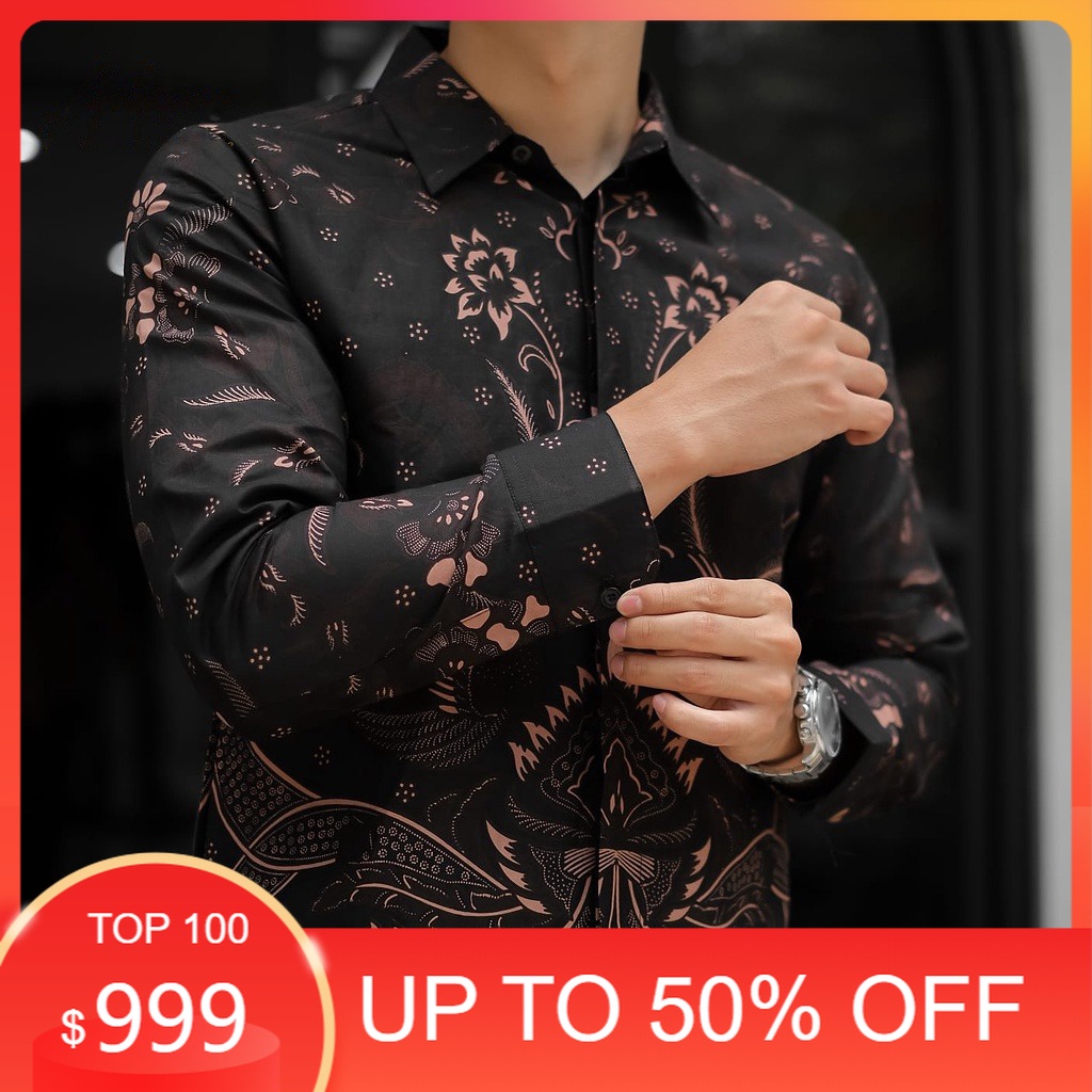 ATASAN BAJU KEMEJA BATIK PRIA LENGAN PANJANG SLIMFIT LAPIS FURING TERBARU MASA KINI REMAJA PRIA KOND
