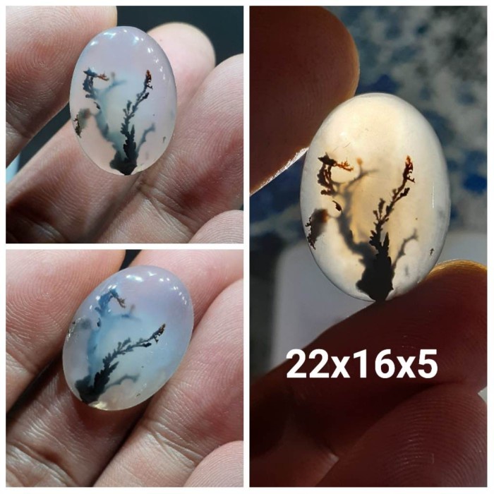 Natural Batu Akik Dendrit Yaman Motif Gambar Tumbuhan Pohon Antik 6