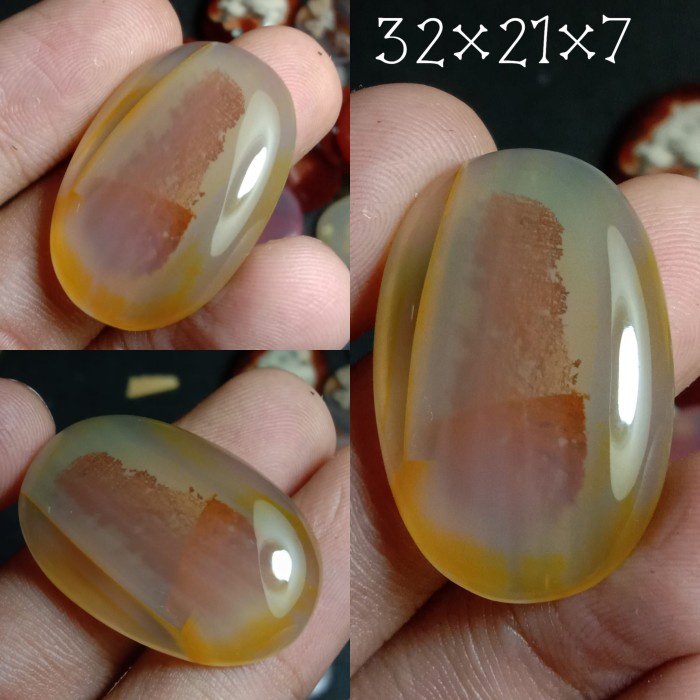 Natural Batu Akik Kristal Motif Gambar Pot Bonsai Tanaman Merah Antik