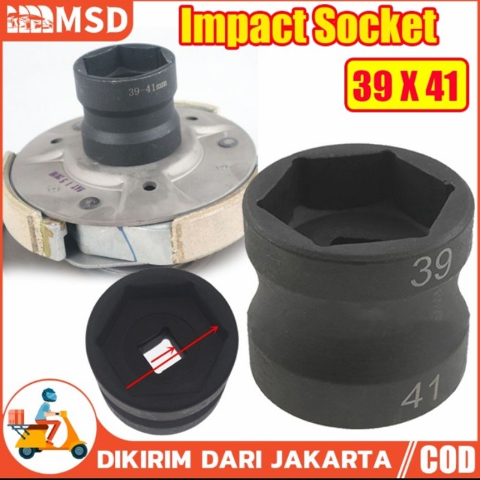 Mata Kepala Sock Shock Kunci Mur Kopling 39 x 41- Double Socket 39x41 - BAHAN-BAJAHITAM