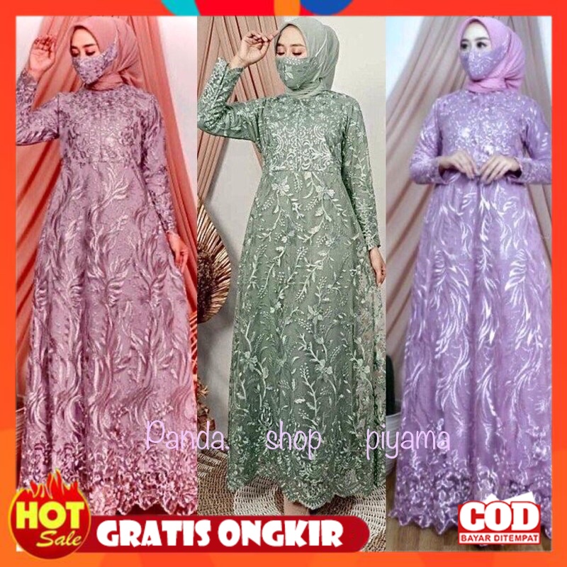 KAIN ADEM HALUS TEBAL / KAIN ADEM HALUS TEBAL / GAMIS BUSUI NAMIRA/TILE FULL BRUKAT MUTIARA/SIZE S M