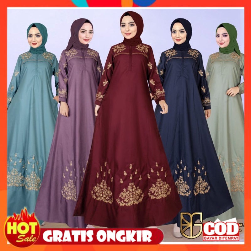 KAIN ADEM HALUS TEBAL / ( READY JUMBO ) Gamis Bordir Katun Toyobo | Gamis Katun Toyobo Fodu | Gamis 