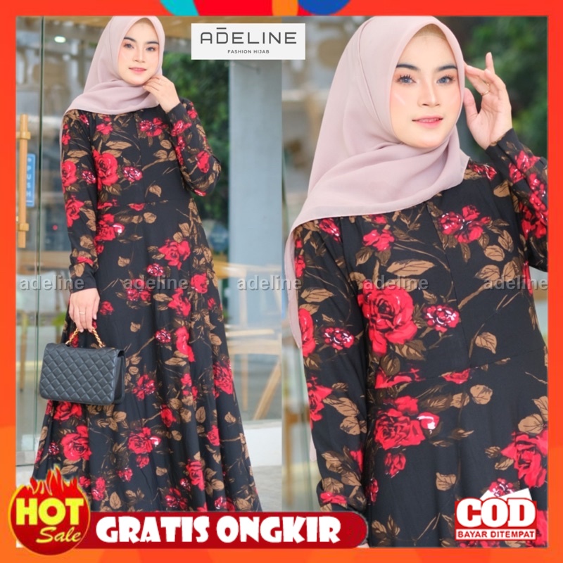 KAIN ADEM HALUS TEBAL / AM - ROSANA Maxy Gamis Wanita Lemon Skin Size L-XXL / Olive Jumbo Maxy / R.9