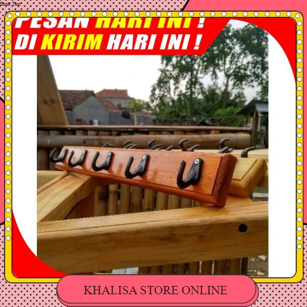 (H17) Kapstok Easthetic Jadul Hook Gantungan dari Kayu Jati Tempel Dinding / Pintu Untuk gantungan b