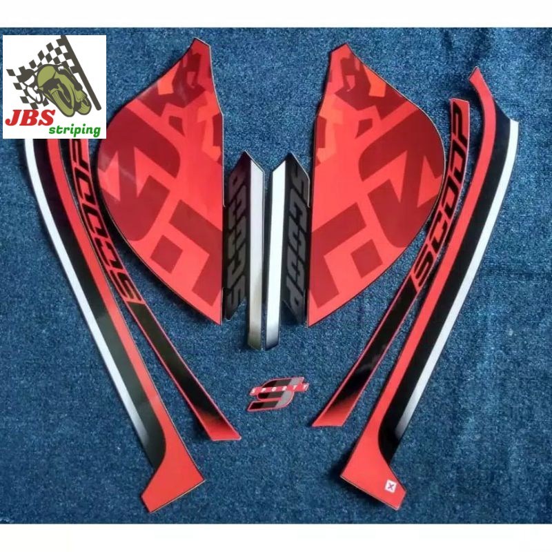 striping scopy sporty stiker honda scoopy fi sporty thn 2020 2021 hitam merah lis bodi skupi scopi s