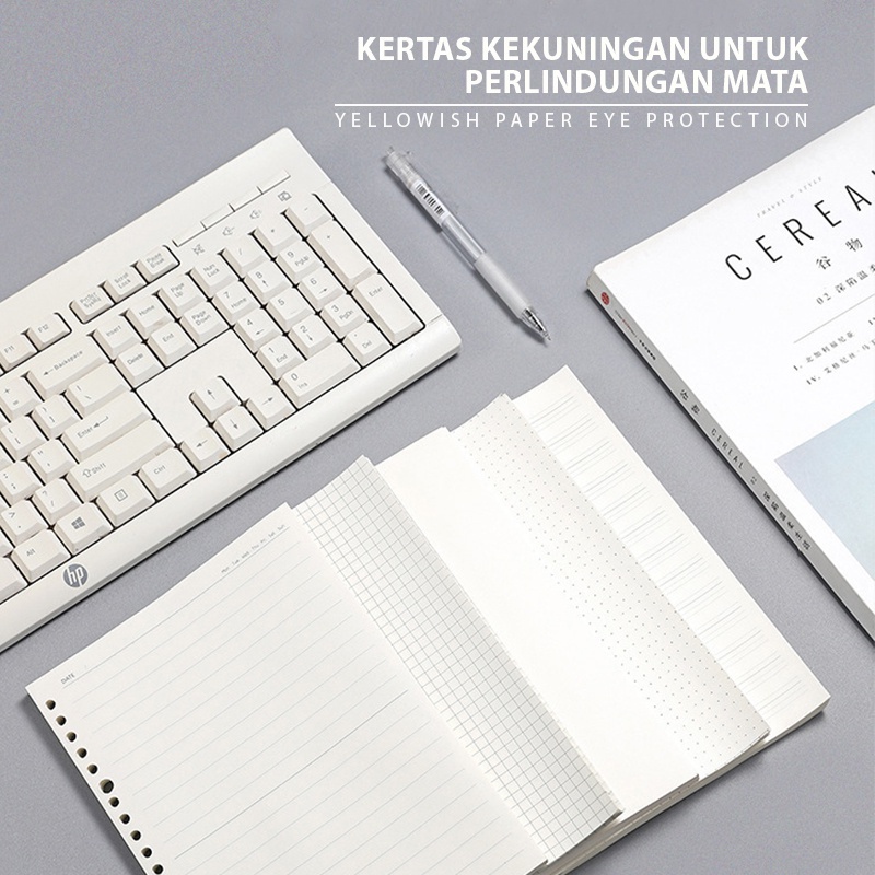 

60 Lembar Loose Leaf Refill A5, B5 Kertas File isi Binder, 20 Holes A5 ,26 Holes B5, Bahan Bookpaper